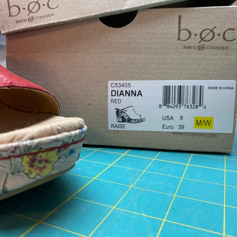 B.O.C. Dianna Red Leather Mules, size US 8/EU 39